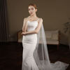 Picture of Elegant Pearl & Lace Wedding Wrap Cream & White Floor-Length Luxury Bridal Shawl