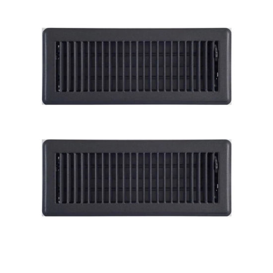 Picture of 2PACK 10cm x 30cm Black Metal Louvered Floor Vent Register