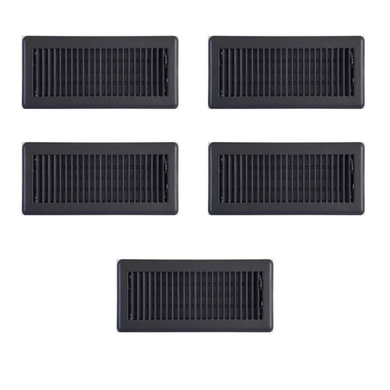 Picture of 5PACK 10cm x 30cm Black Metal Louvered Floor Vent Register