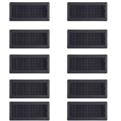 Picture of 10PACK 10cm x 30cm Black Metal Louvered Floor Vent Register