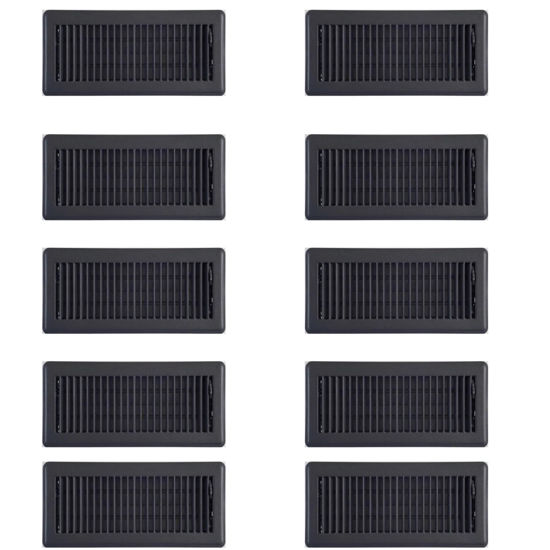 Picture of 10PACK 10cm x 30cm Black Metal Louvered Floor Vent Register