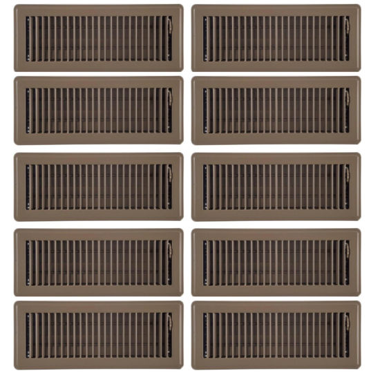 Picture of 10PACK 10cm x 30cm Beige Metal Louvered Floor Vent Register