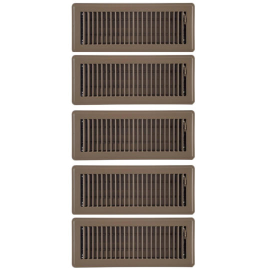 Picture of 5PACK 10cm x 30cm Beige Metal Louvered Floor Vent Register