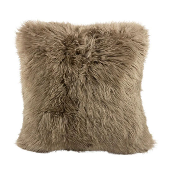 Picture of Australian Sheepskin Lambskin Taupe Cushion 40cm with insert
