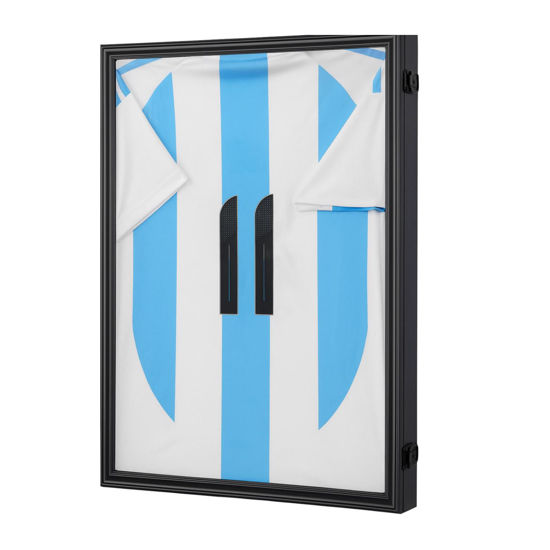 Picture of Youth Junior Jersey Frame Display Case – Lockable Sports Jersey Showcase Box with UV Protection Acrylic, Large Wall Mount Frame for  Junior Footy, Basketball & Soccer Jerseys EDJBA VJBA (Black Finish)