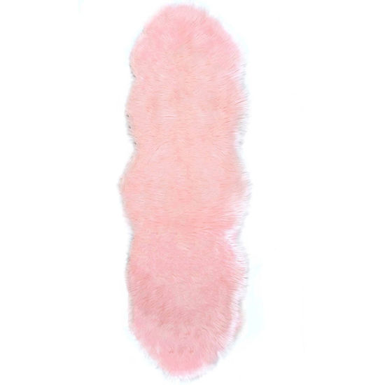 Picture of Faux  Pink Sheepskin shape Rug Home Idea Fluffy