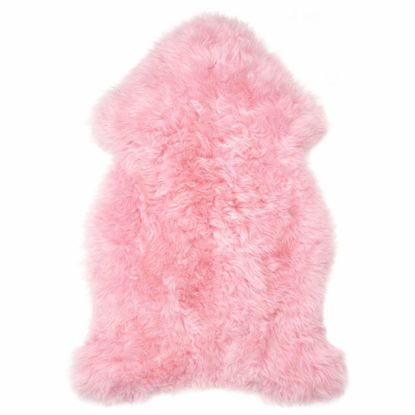 Picture of Pink Sheepskin Rug – Soft Fluffy Lambskin Mat Genuine with repaired patches