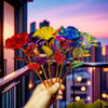 Picture of 12pcs Gold-Plated Foil Rose Artificial Flowers Wedding Decoration Faux Flowers Mix Colors