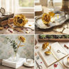 Picture of 12pcs Gold-Plated Foil Rose Artificial Flowers Wedding Decoration Faux Flowers Gold Color