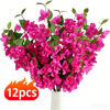 Picture of 12pcs Artificial Bougainvillea Flowers Silk Floral Stems Hanging Bougainvillea Vines for Wedding & Home Decoration, Table and Vase Decor