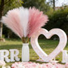 Picture of 12pcs Pink/Brown White Pampas Grass Decor 55cm Fluffy Faux Artificial Plants for Home Wedding Living Room Wall Party Decoration