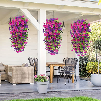 Picture of 8pcs Artificial Morning Glory Vines Hanging Flowers Garland False Plants Outdoor Decor